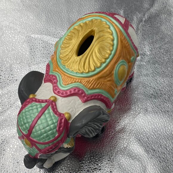 Vintage Arnel's Pottery India Parade Elephant Piggy Bank Hand Painted - Picture 2 of 12